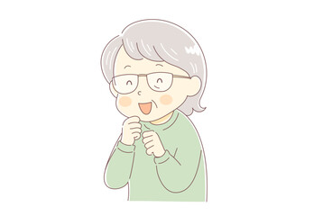 にっこり笑う高齢女性