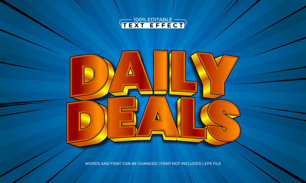 daily deals editable text effect with a sale and discount text style
