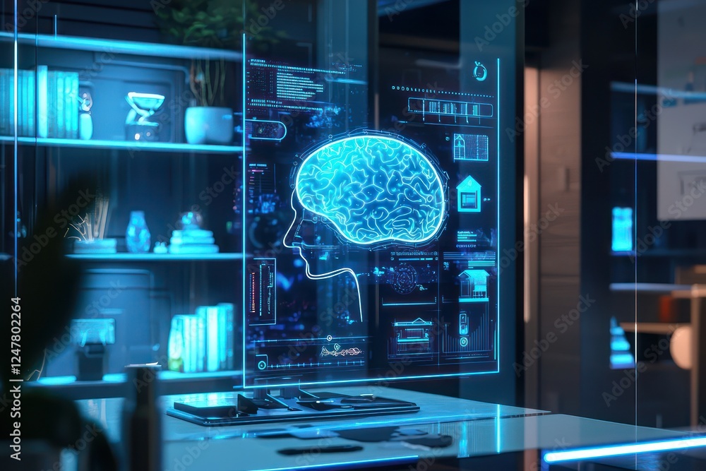 Aufkleber neural command interfaces for smart homes showcased through holograms.