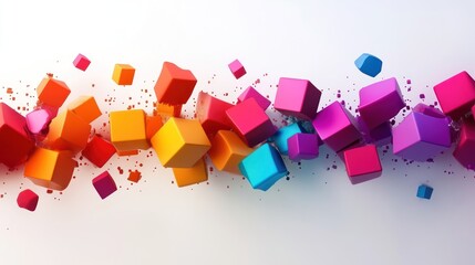 Tumbling Cubes: Dynamic 3D Abstract Composition of Shapes in Motion for Technology, Finance,...