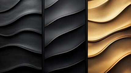 Abstract Metallic Shiny background. Luxury Black Gold A dramatic abstract metallic background featuring deep black tones with golden highlights, creating a sense of exclusivity and elegance