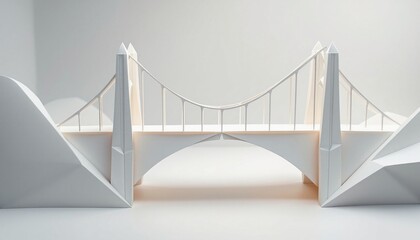 Elegant Origami Bridge with Intricate Folds and Minimalist Background. Bridge Origami.