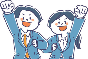 スーツを着た男女の明るいバストアップイラスト
