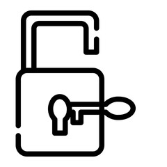 the lock is open cut line icon