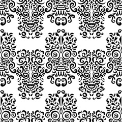 Tribal face seamless pattern