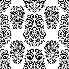 Tribal face seamless pattern