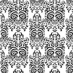 Tribal face seamless pattern
