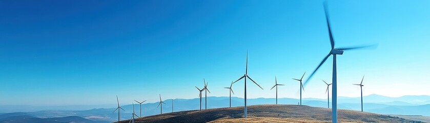 Majestic Wind Turbines on a Picturesque Hilltop with Breathtaking Views