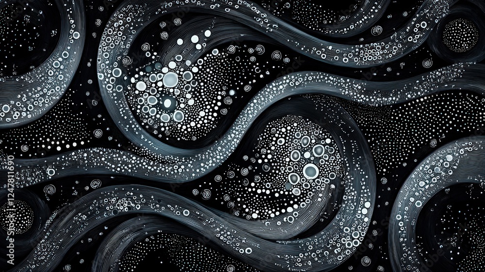 Poster abstract waves of light and dark in a fluid textured design