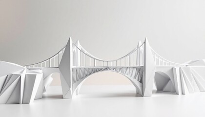 Fototapeta premium Elegant Origami Bridge with Intricate Folds and Minimalist Background