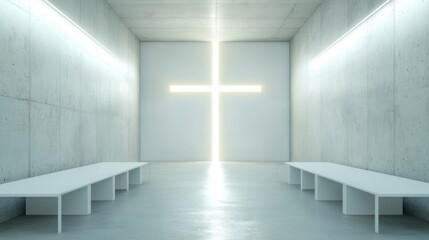 Fototapeta premium Contemporary Chapel Interior with Minimalist Design and Lighting