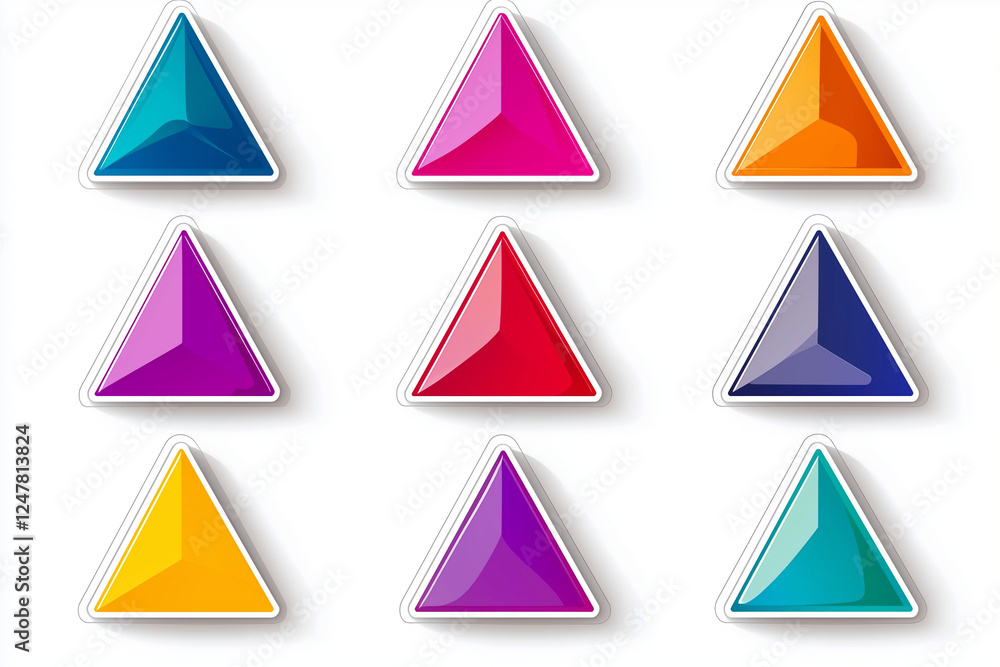 Poster set of glossy triangles vector icon set