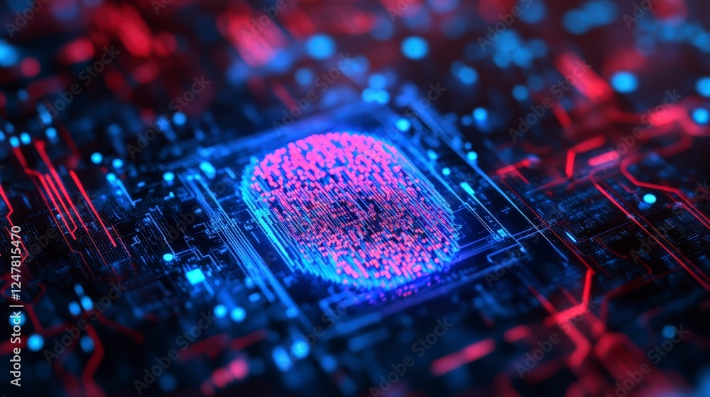 Poster abstract digital fingerprint with cybernetic circuit background