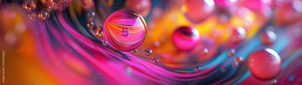 Poster colorful abstract background with swirls and floating bubbles