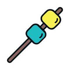Camping marshmallow roasting stick illustration