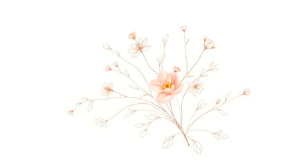 delicate and modern abstract floral illustration using thin