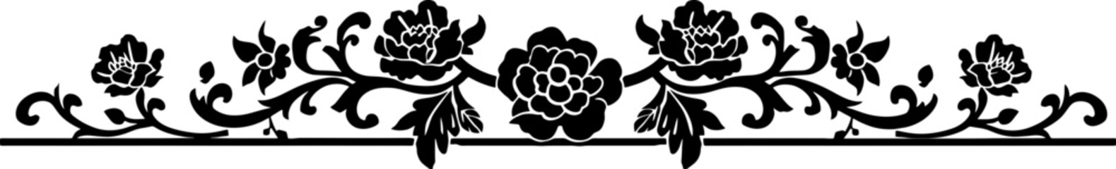 Fototapeta premium Chinese flower footer border