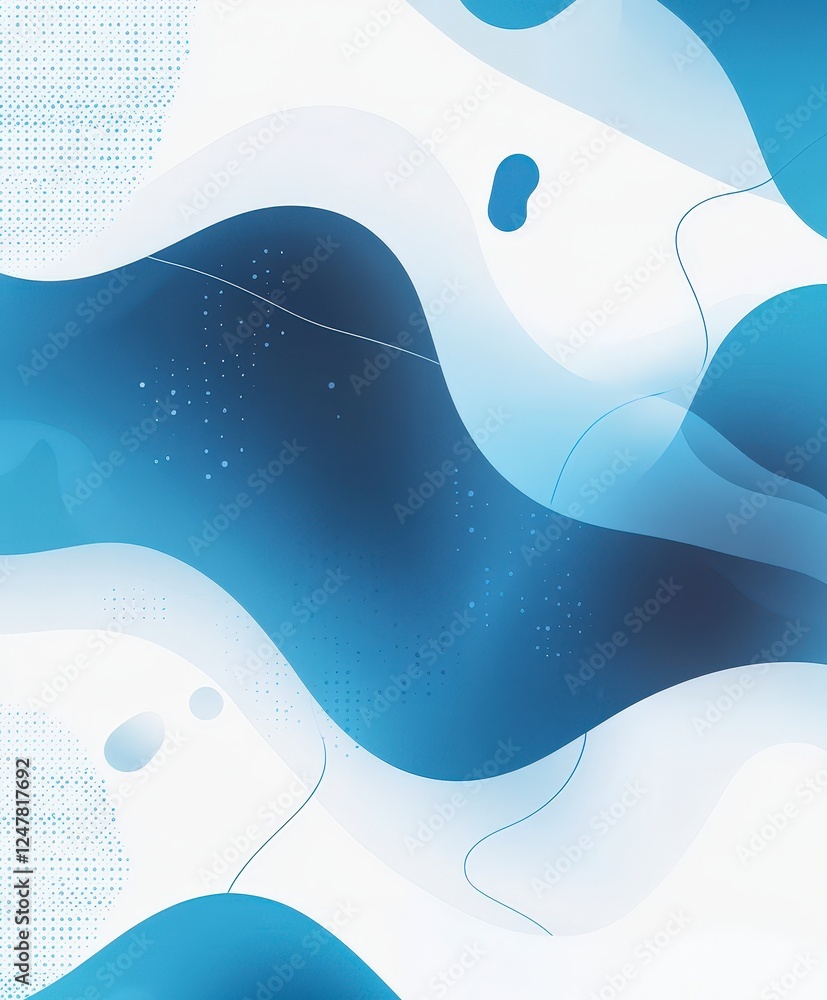 Poster abstract blue wave pattern with soft curves and smooth flow