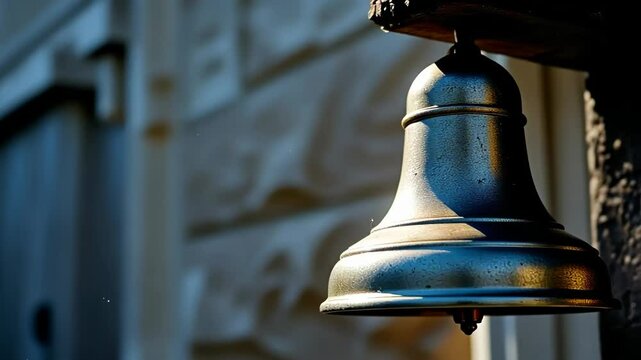 Vintage Metal Bell Mounted on Wall