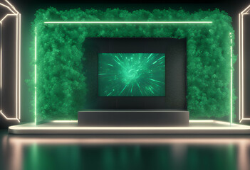 infomercials background launch shows sets tv stage system full suitable screen ideal tracking virtual vr artistic 3d green shot modern tech rendering show events backdrop studio set news television
