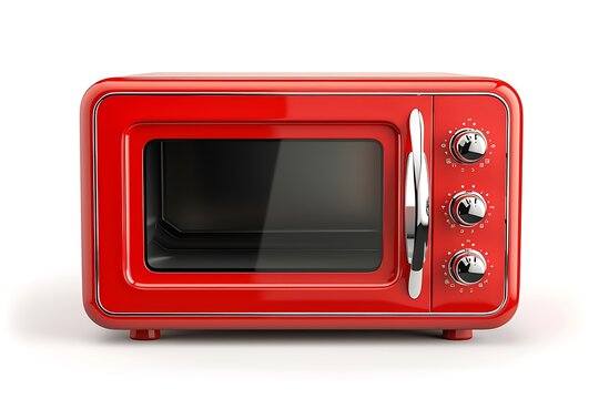 Red microwave oven isolated on white background