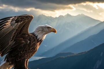 Fototapeta premium Majestic Eagle Soaring: Cockpit View, Avian Perspective, Nature's Majesty