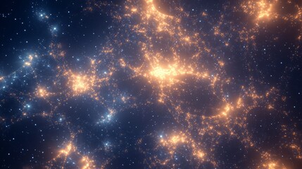 Obraz premium Cosmic Elegance: Radiant Fractal Patterns on Midnight-Blue Background in Ultra-Detailed Cinematic Image