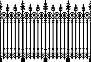 Decorative iron fence silhouette