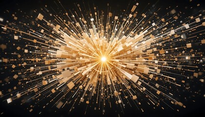 Golden Geometric Explosion Abstract Art Design