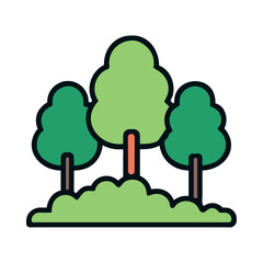 Lush green forest trees illustration