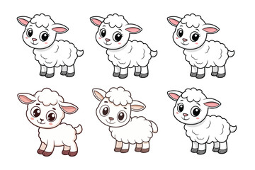 A Bundle of Cute Baby Lamb Vector Cartoon Illustrations Easter Day