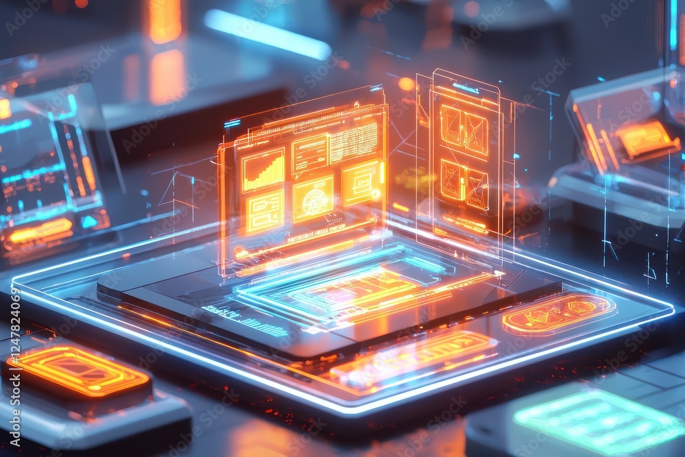 Aufkleber advanced auditing lab for smart contracts, holographic visualization of risk assessments.