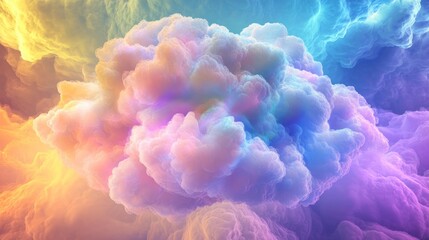 Ethereal Vapor Clouds: Cinematic Image of Voluminous Colorful Swirls with Luminous Edges