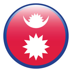 Nepal flag. Nepal circle flag 3d logo icon computer vector illustration design
