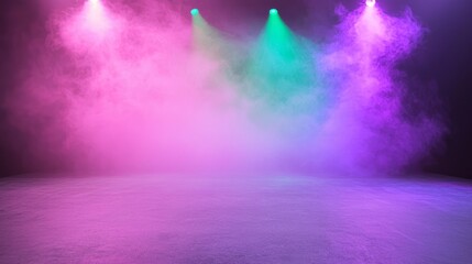 Ethereal Neon Dance: Vibrant Multi-Hued Wisps on Minimal Black Stage | Cinematic Image with Ultra-Detailed Neon Highlights