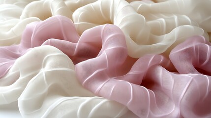 Draped Pink and Off White Sheer Fabric