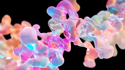 Obraz premium Abstract Geometric Swirl with Pastel Edges in Cinematic Black Negative Space - Ultra-Detailed Artistic Composition
