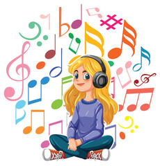 Girl Enjoying Music with Headphones