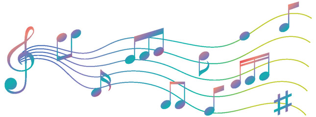 Colorful Musical Notes and Staff