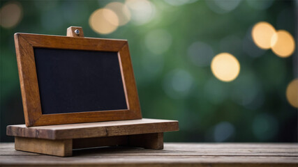 Empty Wooden Easel Displaying a Blank Canvas in an Autumn City Scene