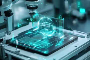 Radiology lounge with AI holography providing trend analysis to enhance diagnostics.