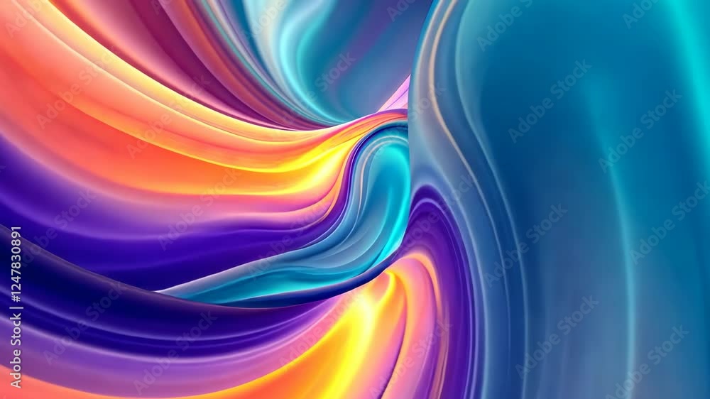 Poster vivid abstract waveforms displaying colorful curves and dynamic movement
