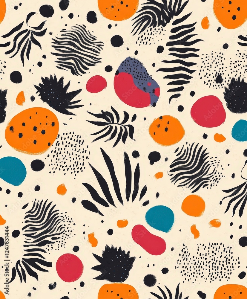 Poster abstract colorful pattern with organic shapes and textures