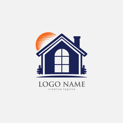 Home logo, flat, modern home, construction, luxury, modern home fully editable vector template