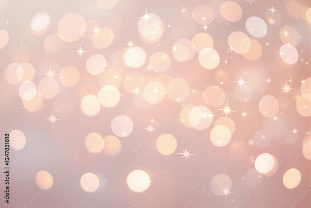 Poster abstract soft glowing bokeh lights with sparkles on a warm pastel background. concept of festive atm