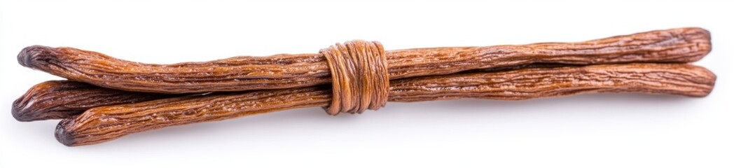 Brown Textured Cords Tied in a Knot on White Background