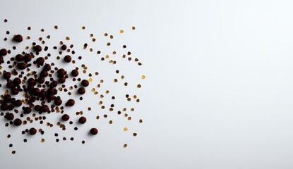 Fototapeta premium Chocolate Candies and Gold Confetti on White Background