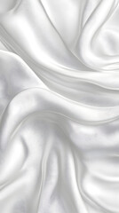 Fototapeta premium Elegant White Silk Fabric: Smooth, Shiny, Soft Draping Texture with Luxurious Folds, Bright Subtle Sheen, Timeless Fashion Design for a Fresh, Airy, Stylish, and Minimalist Aesthetic