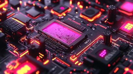 Obraz premium Futuristic Circuit Board Close-up