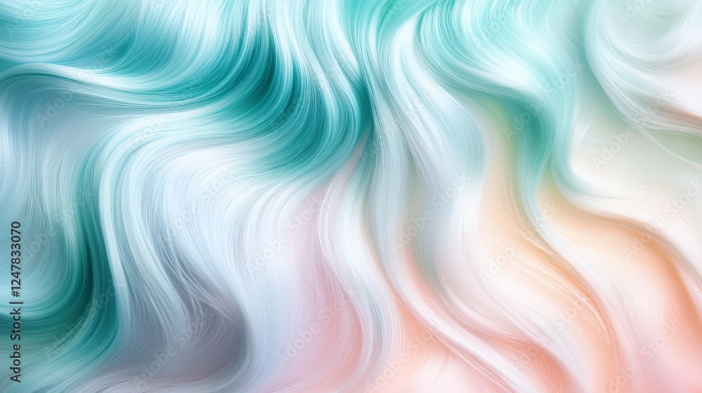 Poster abstract waves of colors in soft pastel tones and smooth patterns